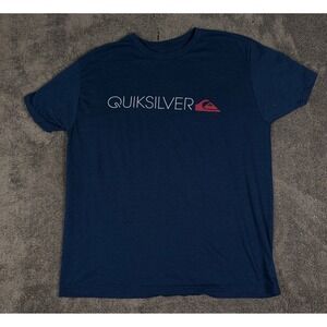 Quiksilver T-Shirt Mens XL Navy Blue Excellent Logo Graphic Short Sleeve Tee